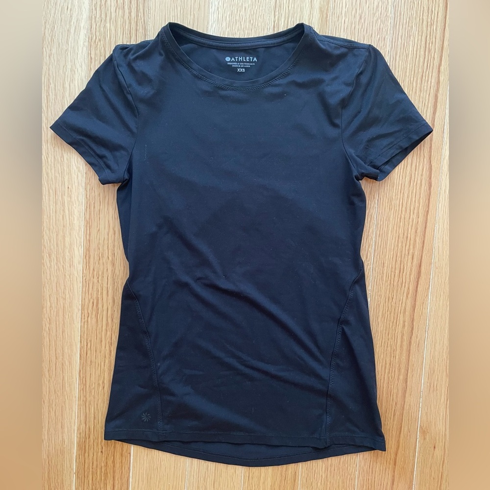 Athleta Black Short Sleeve Workout Tee